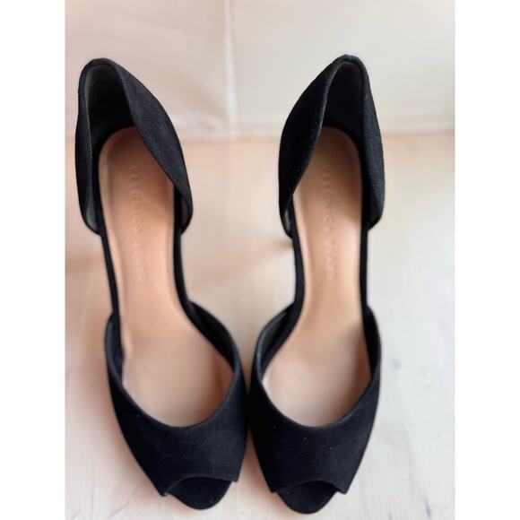 Veronica Beard Gadot Peep-Toe Pump heel In Black suede  size 8.5 - Picture 2 of 12